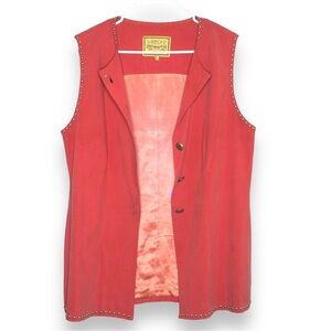 Double D Ranch Wear 100% Tencel Western Vest Pink w/ Bronze Buttons